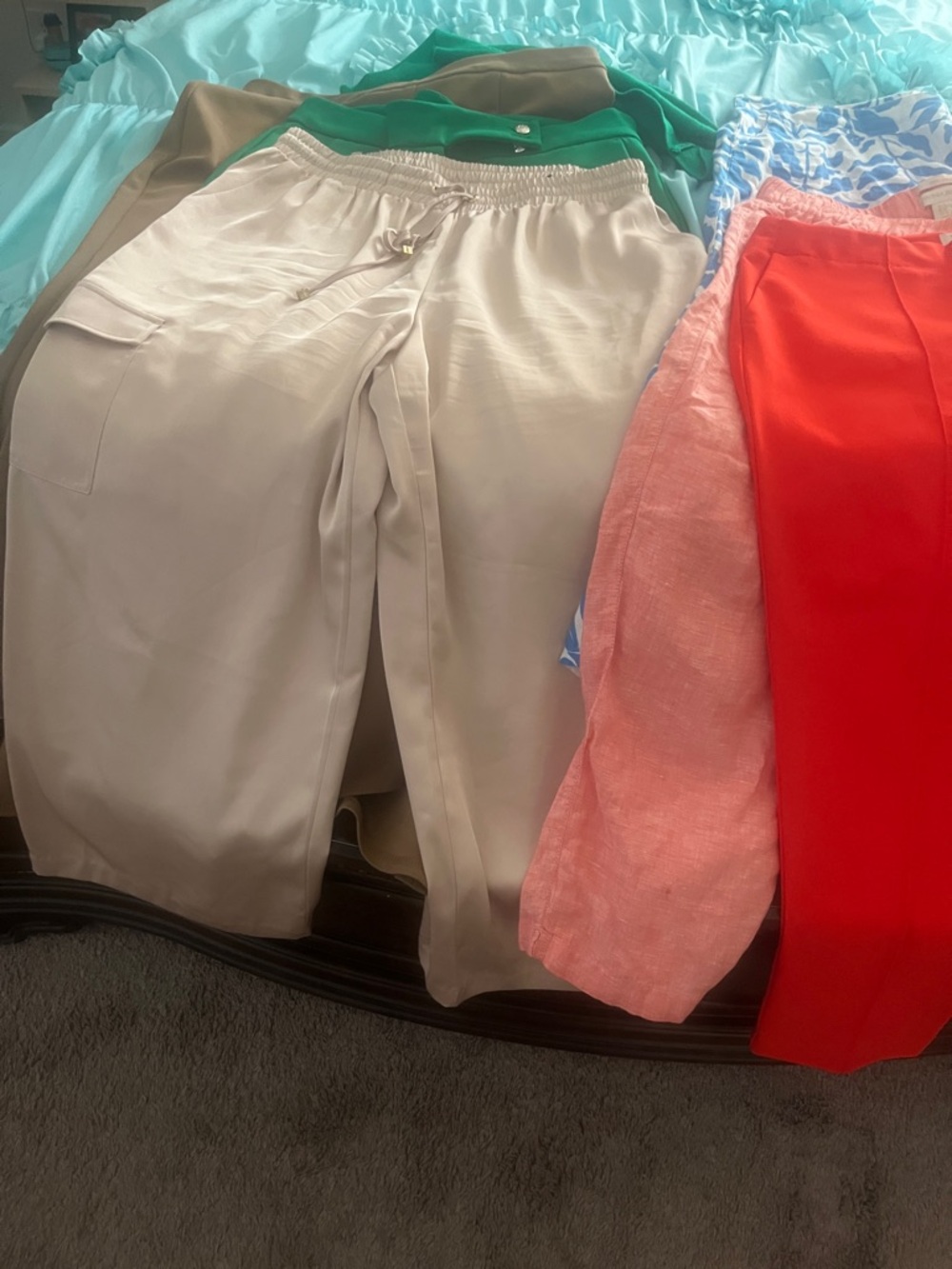 Cynthia Rowley Beige Drawstring Boot-Cut Pants